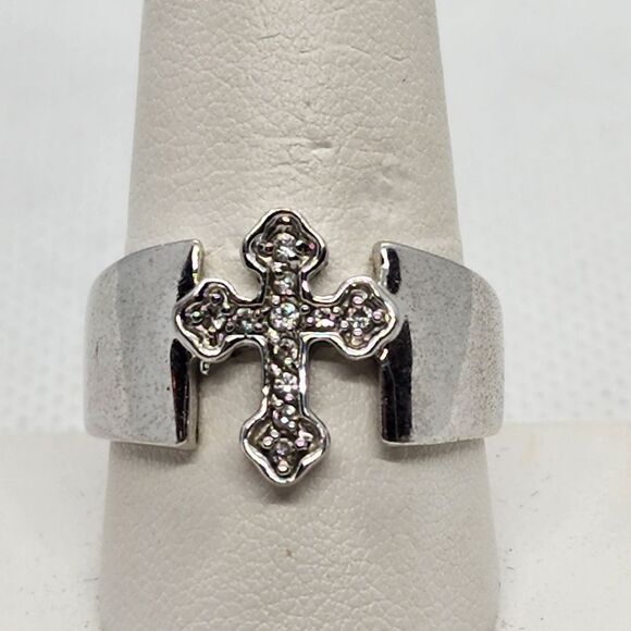 Premier Designs Devotion Silver Tone Crystal Cross Ring - Picture 2 of 9
